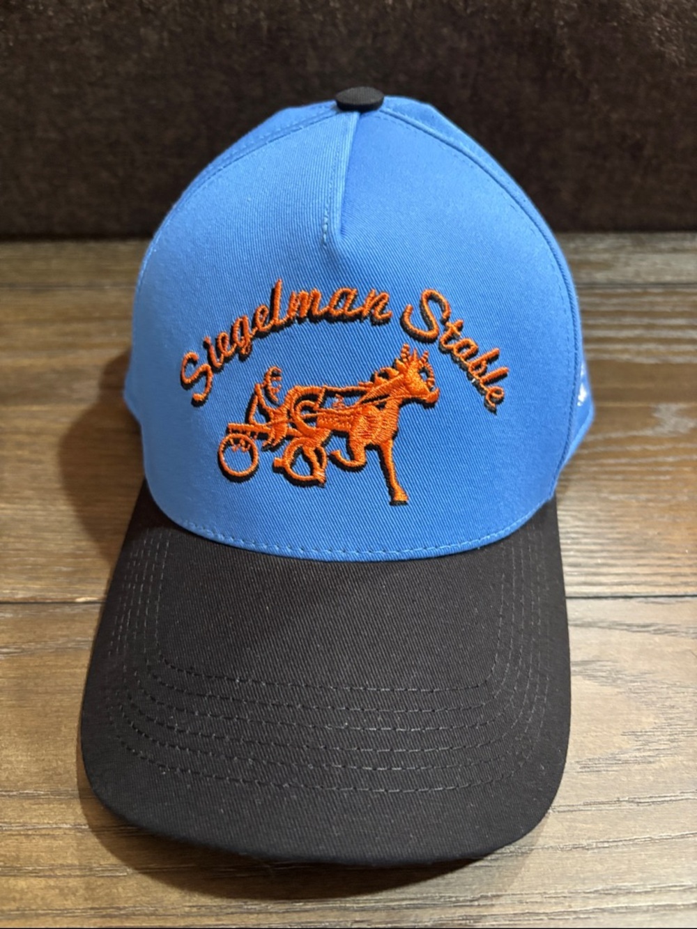 Siegelman Stable Blue & Black Knicks Trucker Hat with Orange Embroidery